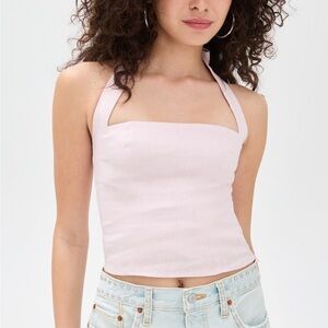 Reformation Light Pink Halter Crop Top